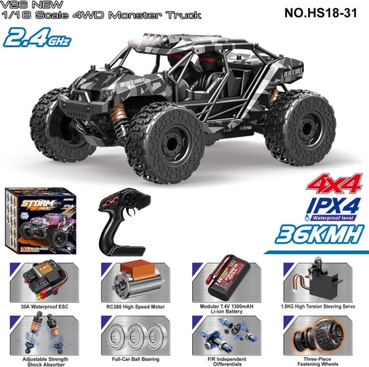 RC terénne auto Storm 1:18 s pohonom všetkých kolies