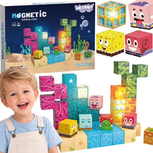 Woopie magnetické kocky Montessori oceán 54 dielov