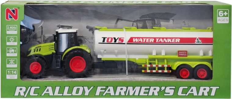 Rádiom ovládaný traktor s cisternovým prívesom