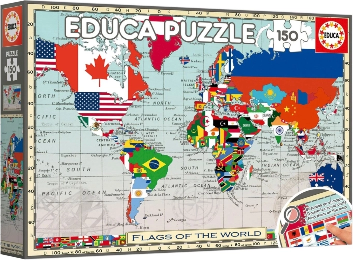 Educa puzzle mapa sveta s vlajkami 150 dielikov