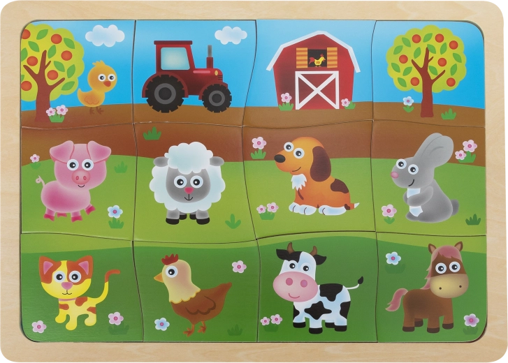 Drevené detské puzzle so zvieratkami z farmy