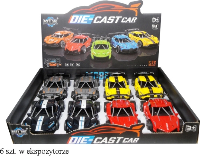 Kovové športové autíčko so zvukom a spätným (natahovacím) pohonom