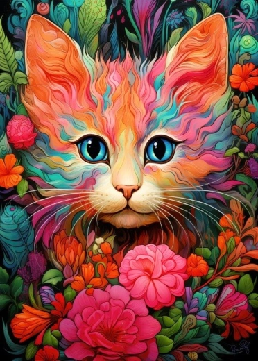 Puzzle mačiatko a kvet 300 dielikov