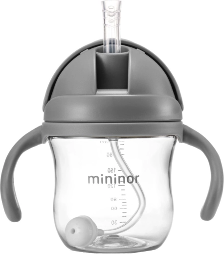 Mininor fľaša so slamkou Tritan Grey Seal 330 ml