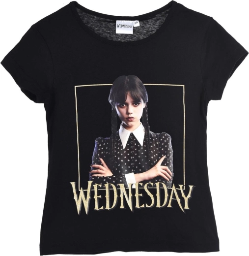 Čierne bavlnené tričko Wednesday