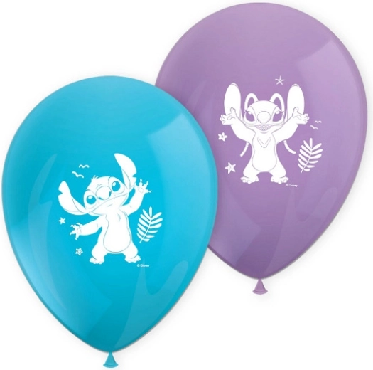 Latexové balóny DISNEY Stitch a Angel 28 cm, sada 8 ks