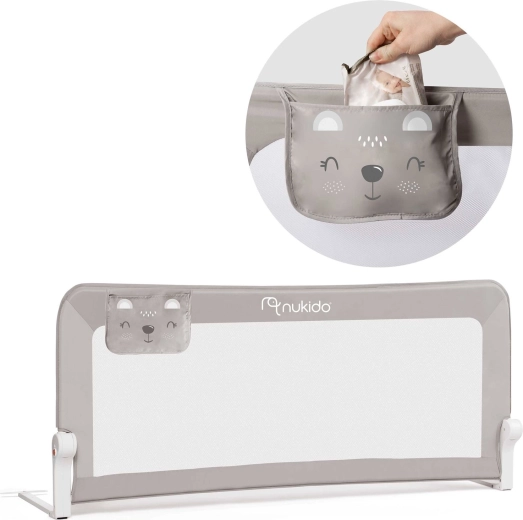 Detská zábrana na posteľ 150 × 66 × 35 cm Nukido – sivá