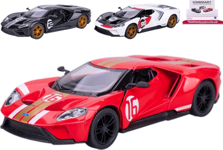 Kinsmart kovový model Ford GT Heritage Edition 1:38 na spätný chod