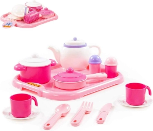 Detská jedálenská súprava Nastenka pre 2 osoby s podnosom, 19 dielov