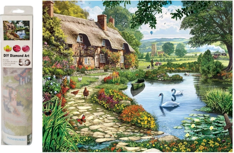 Diamantová mozaika – vidiecky domček