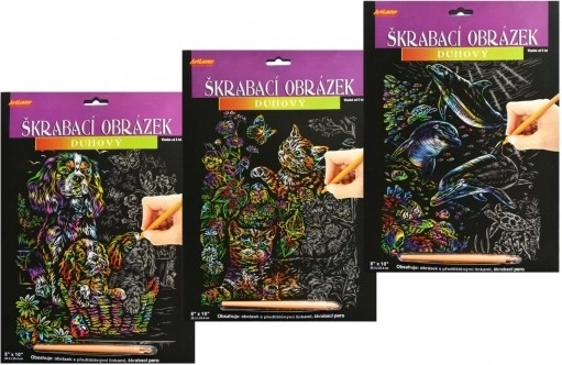 Škrabací obrázok dúhový Psi 20x25 cm