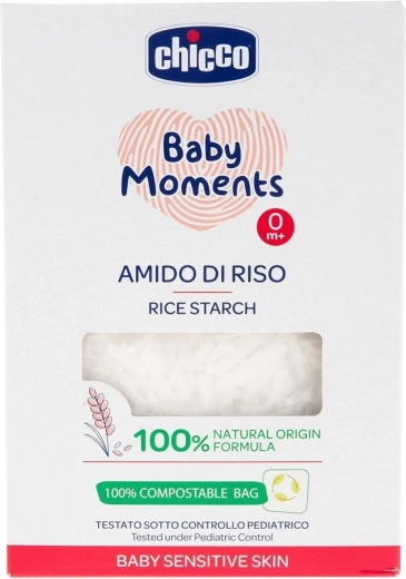 Chicco detský ryžový škrob do kúpeľa Baby Moments Sensitive 100% bio 250 g