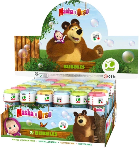 Bublifuk Máša a medveď 60 ml s mini hrou vo viečku - 1 kus