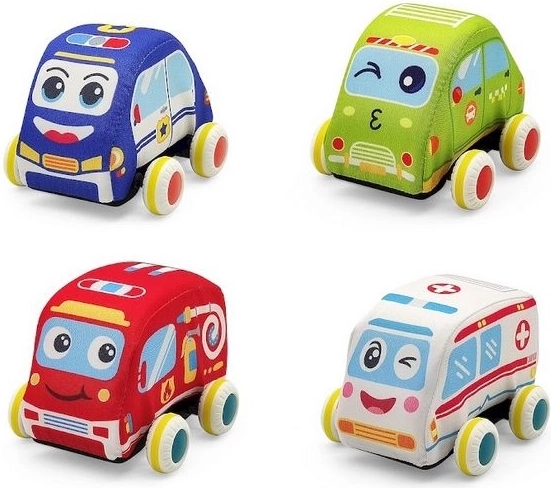 SmilyPlay mäkké plyšové autíčko záchrannej služby (ambulancia) - 1 kus