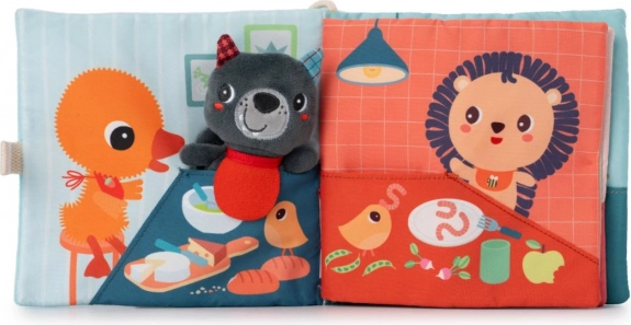 Textilná knižka s prstovou bábkou – vlk Ľudovít sa učí jesť