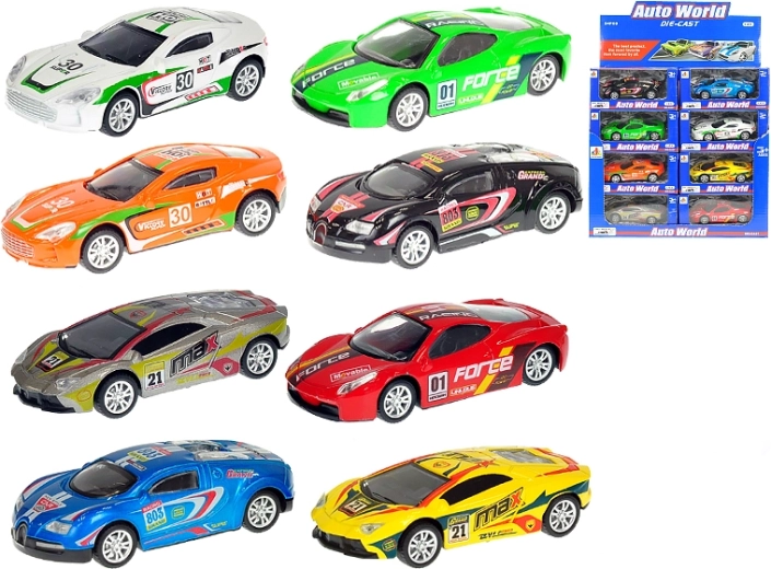 Kovové pretekárske autíčko 1:43 so spätným chodom, 10 cm