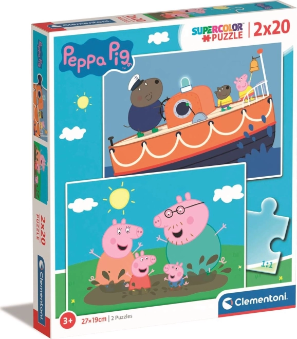 Puzzle 2x20 dielikov Prasiatko Peppa