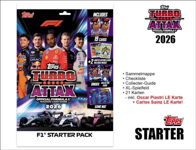 Topps Turbo Attax Formula 1 2026 štartovací balíček