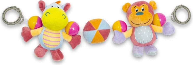 plyšová hrkálka na kočík BABY MIX – hrošík a opička