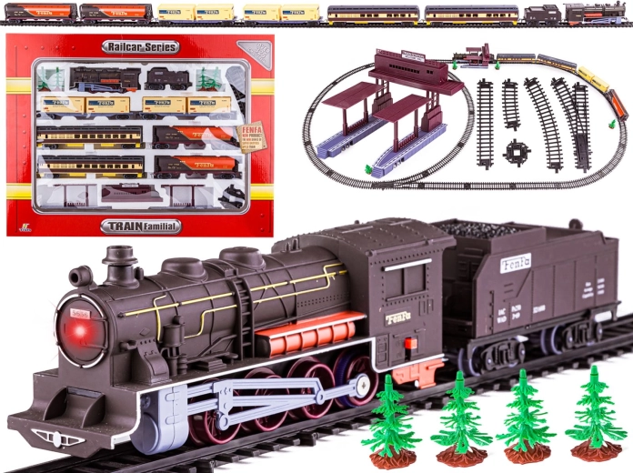 Elektrická vláčkodráha Fenfa so 7 vagónmi a stanicou, 1:87