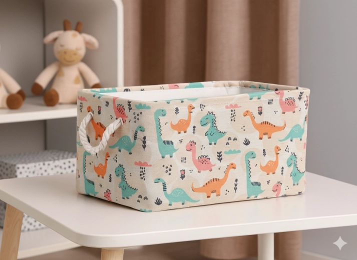 Textilný úložný kôš s dinosaurami 26 × 36 × 20 cm