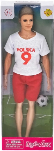 Defa Lucy bábika futbalistka v drese Poľsko s loptou 30 cm - 1 kus