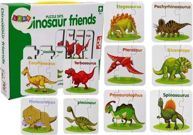 edukačné puzzle dinosaury – 10 dvojíc v angličtine