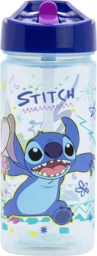 Plastová detská fľaša na pitie STITCH 510 ml so slamkou