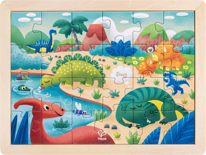Puzzle dinosaury na vyfarbenie