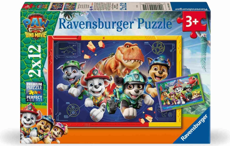 Ravensburger Labková patrola: Dino film – puzzle 2×12 dielikov