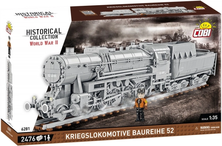 Cobi 6281 World War II 1:35 Parná lokomotíva Kriegslokomotive Baureihe 52 s tendrom
