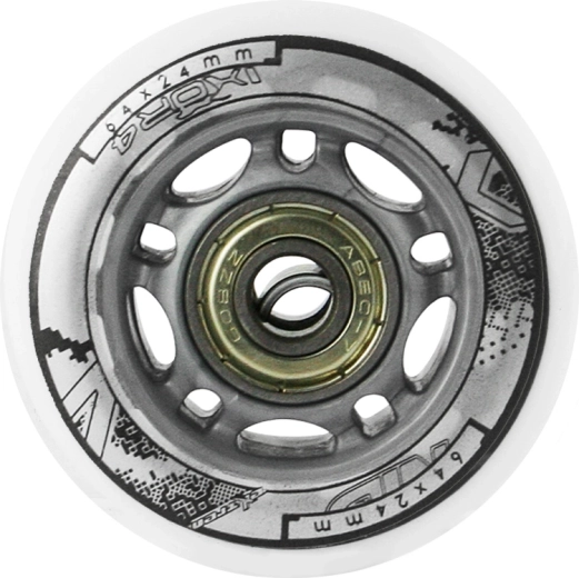 Sada bielych PU koliesok 64 × 24 mm s ložiskami ABEC 7 NILS EXTREME