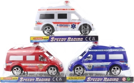 Záchranné auto na zotrvačník, plastové, 19 cm