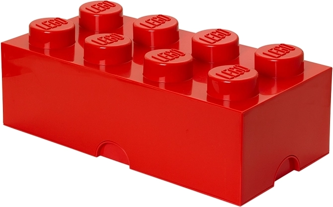 Úložný box v tvare kocky LEGO, 8 výstupkov, červený