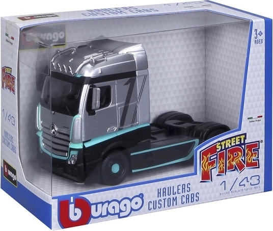 Model nákladného vozidla Mercedes-Benz Actros Street Fire Haulers Custom v mierke 1:43