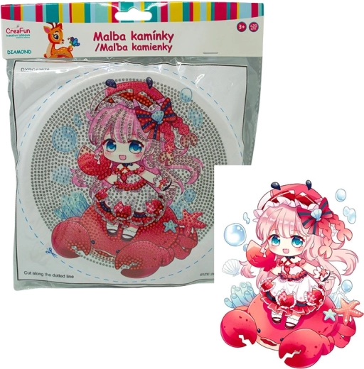 Diamantové maľovanie s rámom – bábika v červenej 20 cm