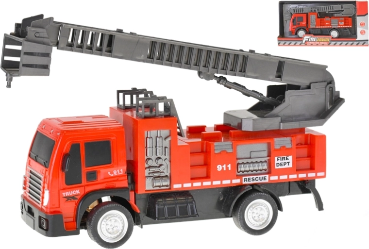 Hasičské auto 20,5 cm so zotrvačníkom s výsuvným a otočným rebríkom