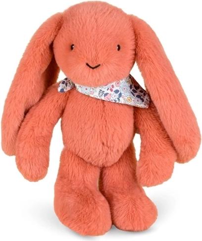 Doudou plyšový králik s kvetovanou šatkou terakotový 35 cm