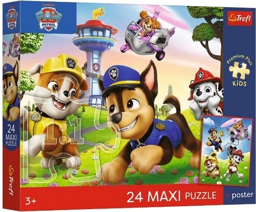 Trefl maxi puzzle 24 dielikov Labková patrola veselá prechádzka + plagát