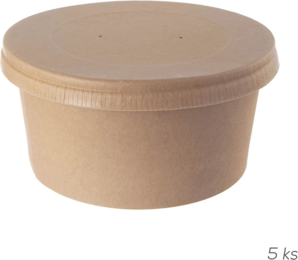 Papierová/PE miska Nature s viečkom 14,5 cm (5 ks)