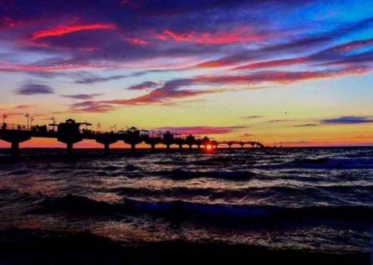 Diamantové maľovanie – západ slnka na móle 30 × 40 cm