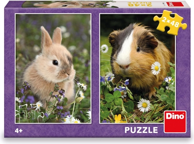 Detské puzzle zajačik a morča 2×48 dielikov