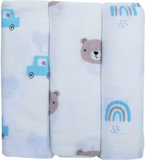 FreeON Bubaba mušelínové látkové plienky teddy 3 ks