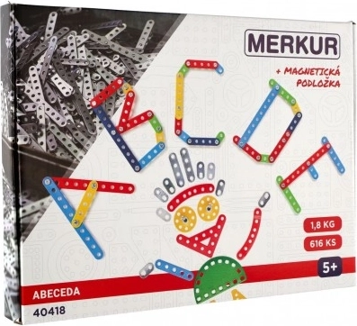 Merkur abeceda s magnetickou podložkou – 616 dielov