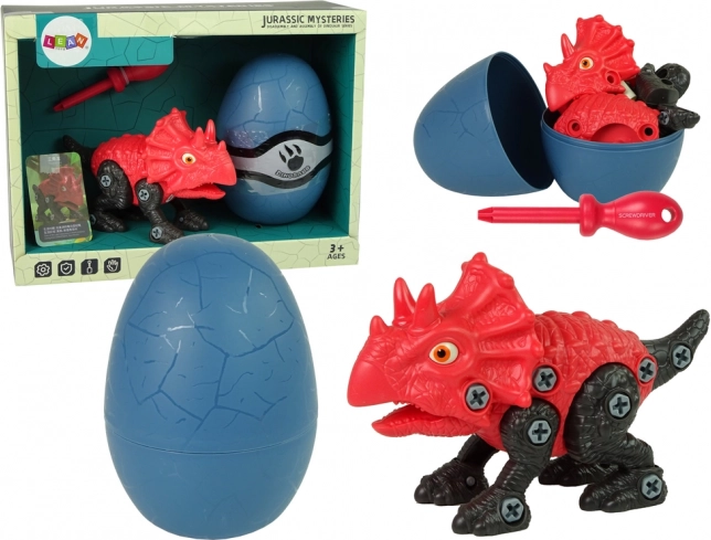 Stavebnica dinosaurus triceratops s vajíčkom a skrutkovačom