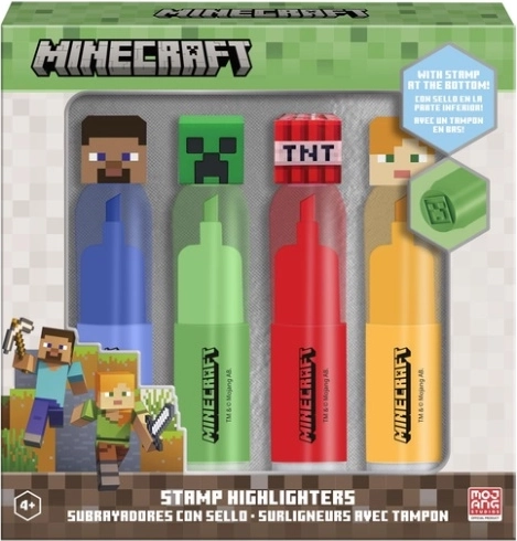 Minecraft sada 4 zvýrazňovačov s 3D topperom a pečiatkou