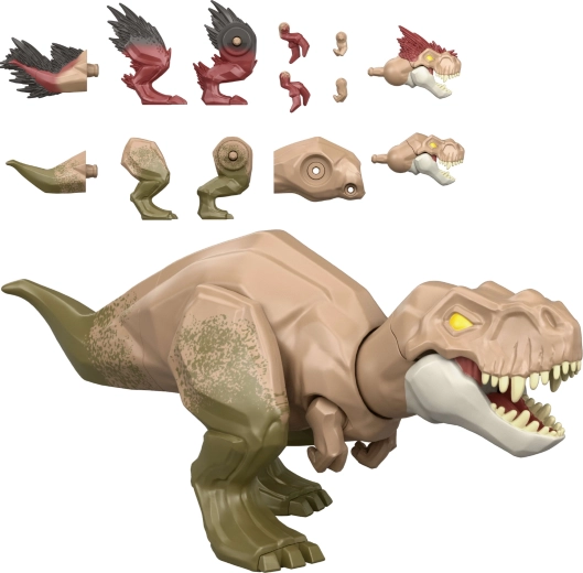 Mattel Jurassic World Mayhem Mix-ups 2 v 1 figúrka dinosaura Tyrannosaurus rex