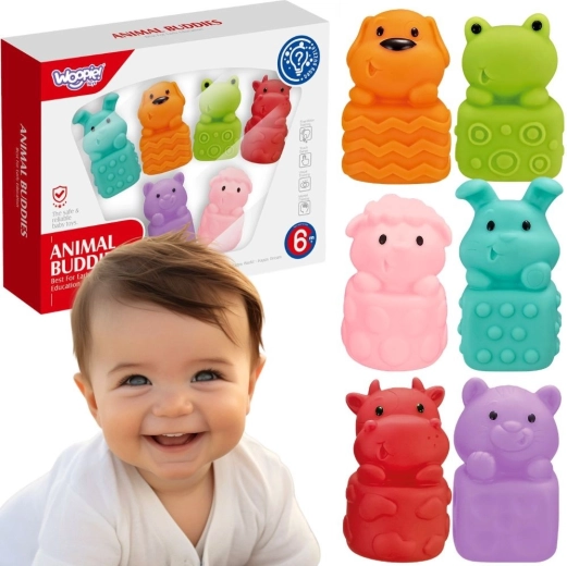 Woopie Baby mäkké senzorické zvieratká do kúpeľa – 6 ks