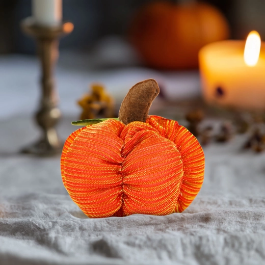 Halloweenová textilná tekvica 7 × 7 × 7 cm