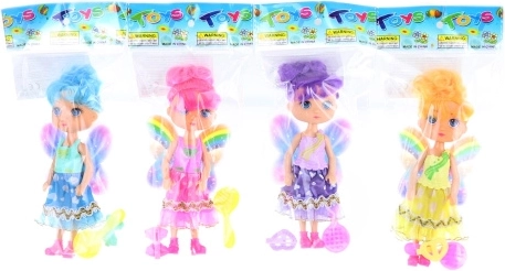 Bábika víla s dúhovými krídlami a doplnkami